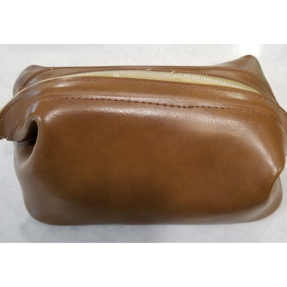 Vintage travel products brown cosmetic dopp travel bag - Picture 4 of 12